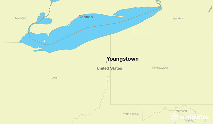 map showing the location of Youngstown