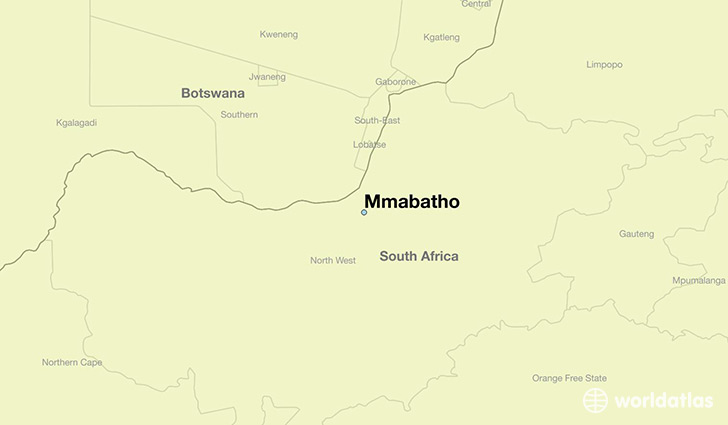 map showing the location of Mmabatho