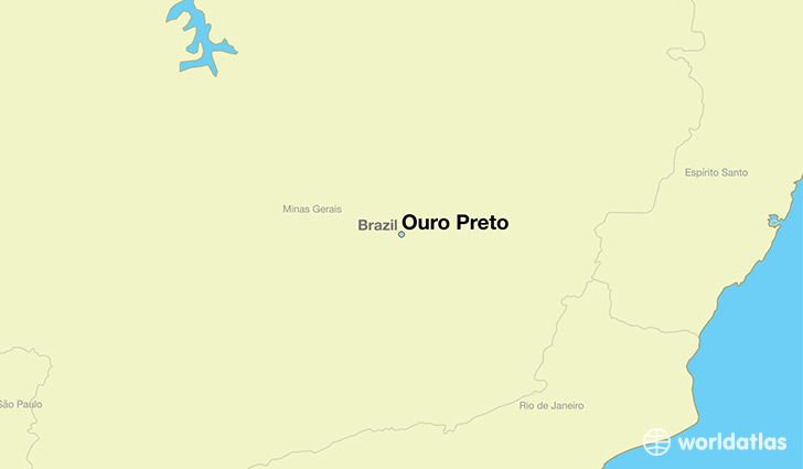 map showing the location of Ouro Preto