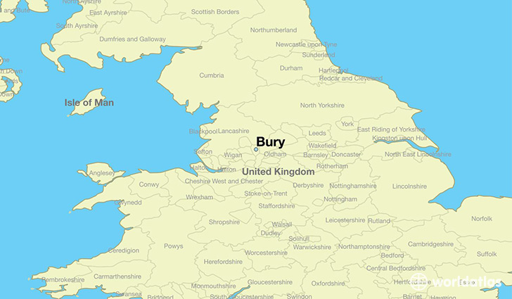 map showing the location of Bury