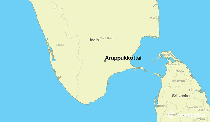 map showing the location of Aruppukkottai