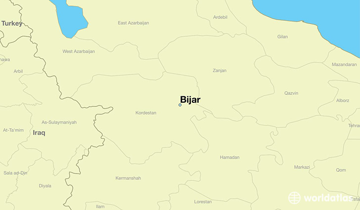 map showing the location of Bijar