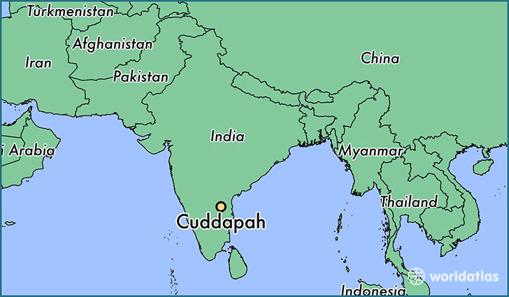 map showing the location of Cuddapah