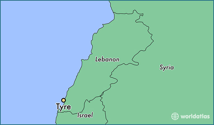 map showing the location of Tyre