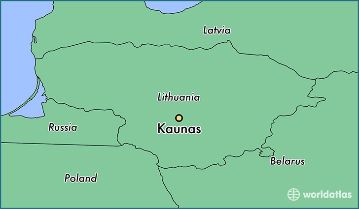 map showing the location of Kaunas