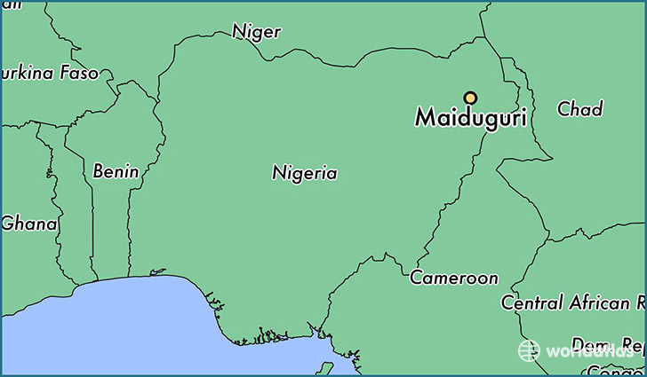 map showing the location of Maiduguri