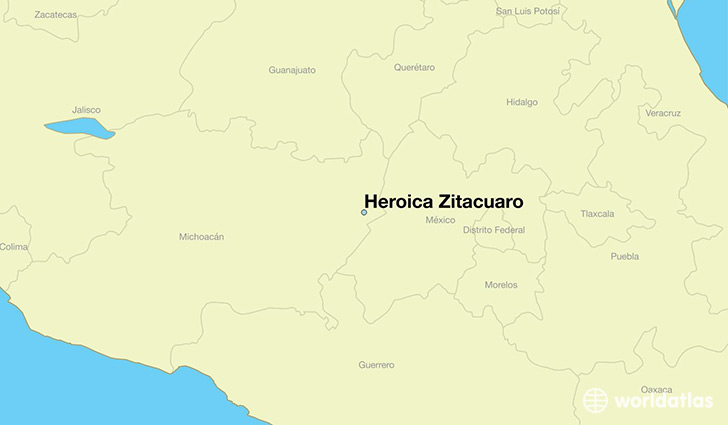 map showing the location of Heroica Zitacuaro