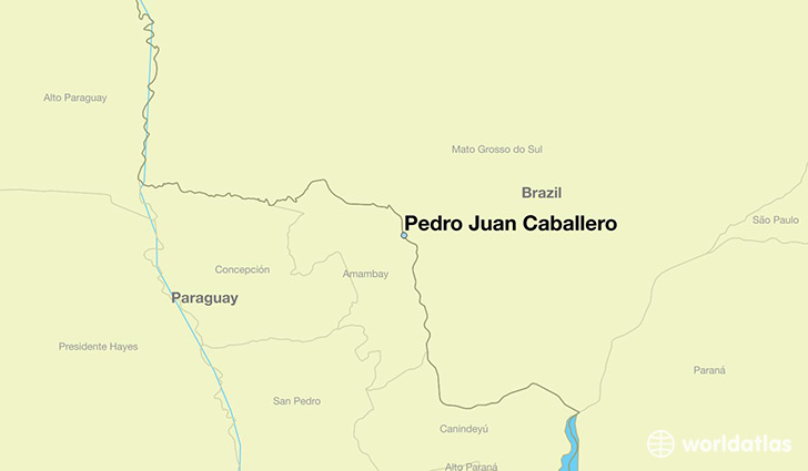 map showing the location of Pedro Juan Caballero