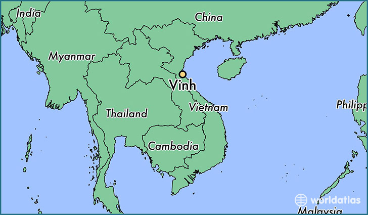 map showing the location of Vinh
