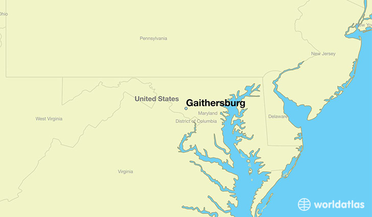 map showing the location of Gaithersburg