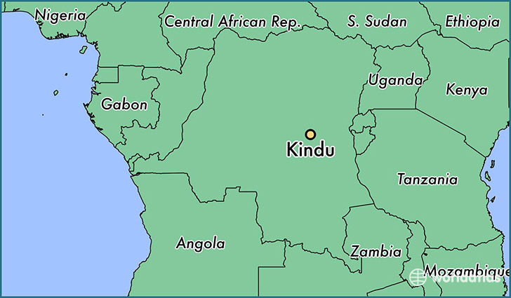 map showing the location of Kindu
