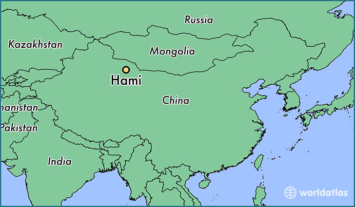 map showing the location of Hami