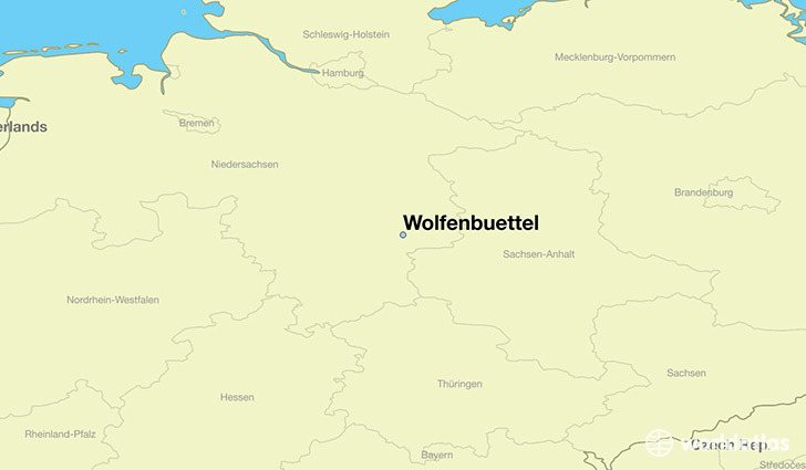 map showing the location of Wolfenbuettel