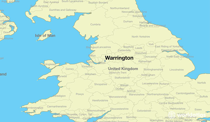 map showing the location of Warrington