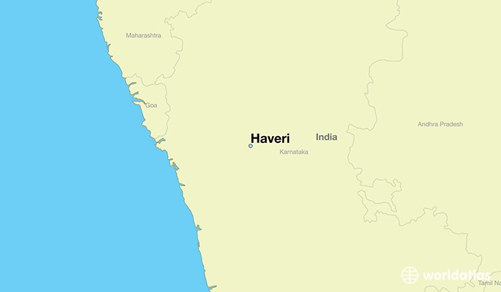 map showing the location of Haveri