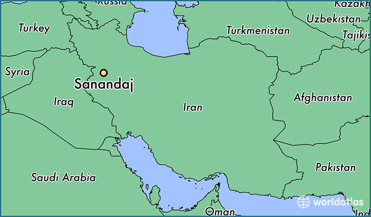 map showing the location of Sanandaj