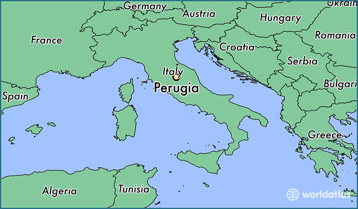 map showing the location of Perugia