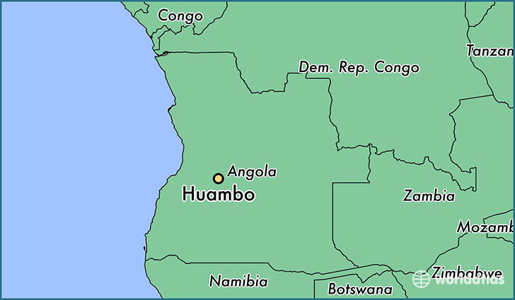 map showing the location of Huambo