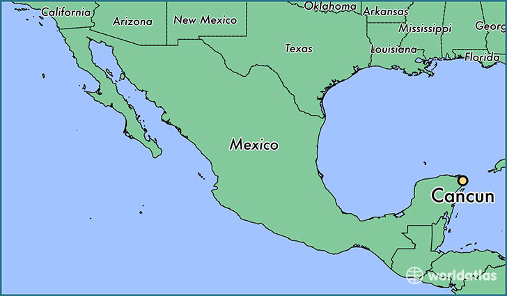 map showing the location of Cancun