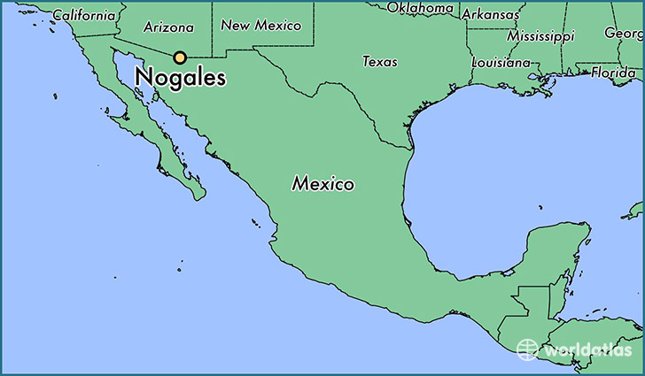 map showing the location of Nogales