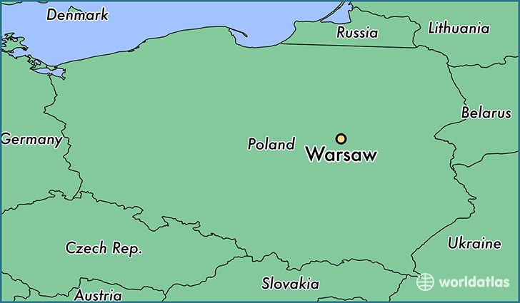 map showing the location of Warsaw