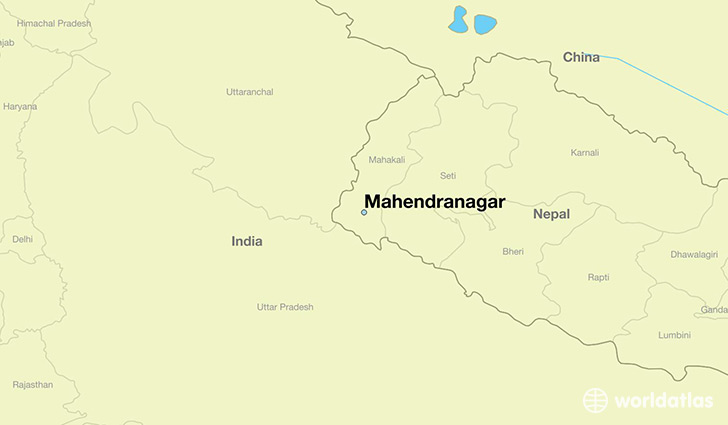 map showing the location of Mahendranagar