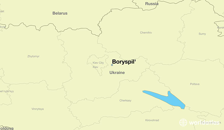 map showing the location of Boryspil'