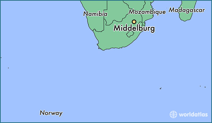 map showing the location of Middelburg