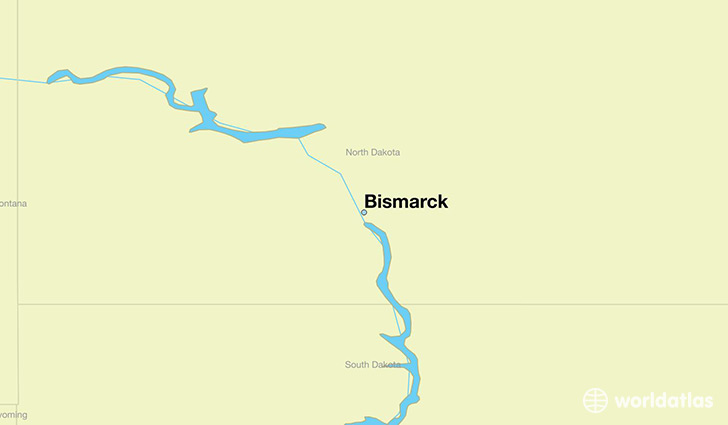 map showing the location of Bismarck