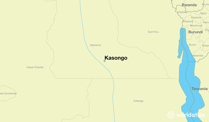 map showing the location of Kasongo