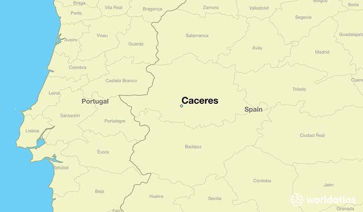 map showing the location of Caceres