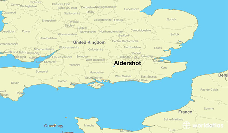 map showing the location of Aldershot