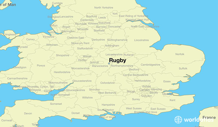 map showing the location of Rugby