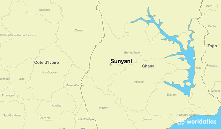 map showing the location of Sunyani