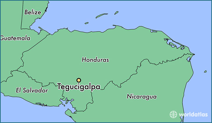 map showing the location of Tegucigalpa
