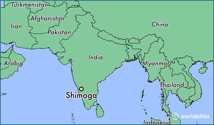map showing the location of Shimoga