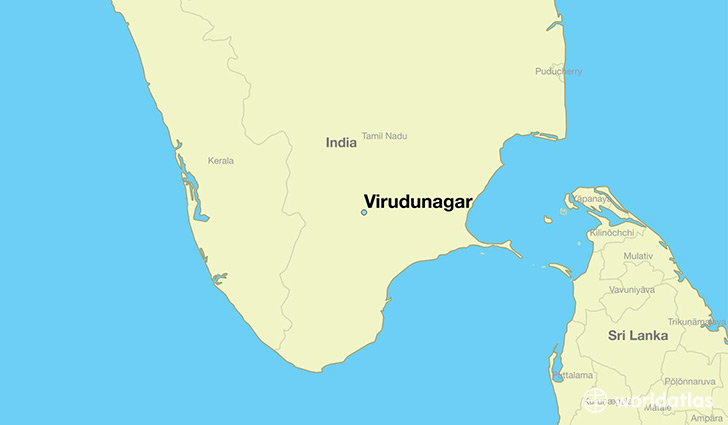 map showing the location of Virudunagar