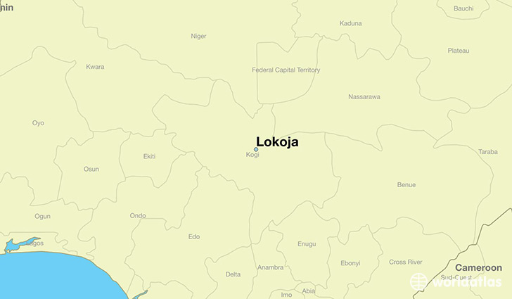 map showing the location of Lokoja
