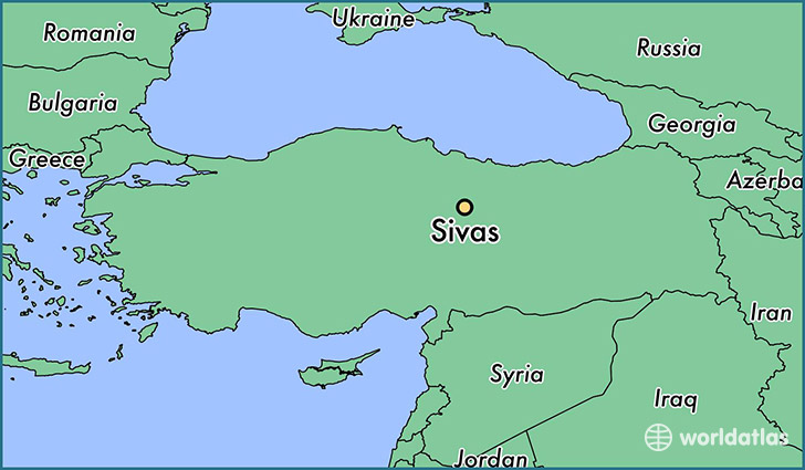 map showing the location of Sivas