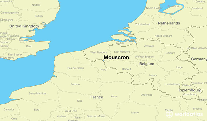 map showing the location of Mouscron