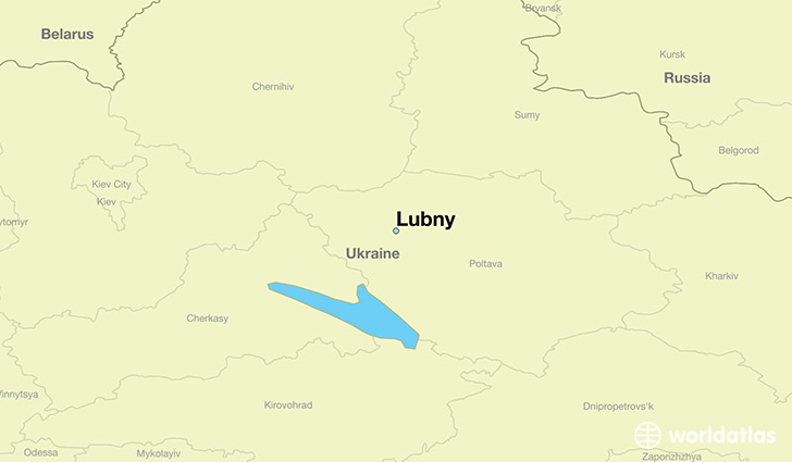 map showing the location of Lubny