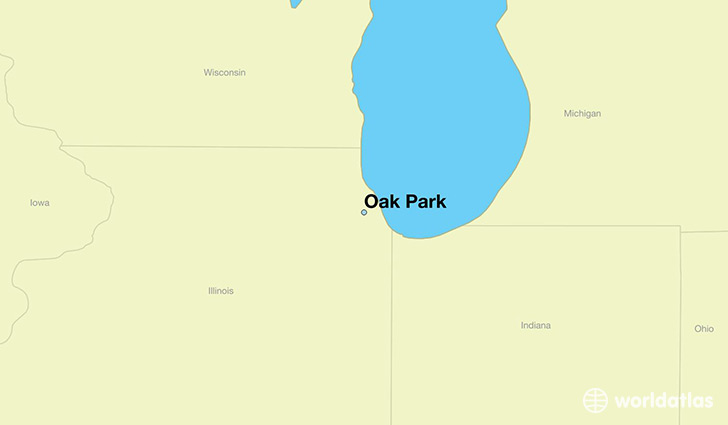 map showing the location of Oak Park