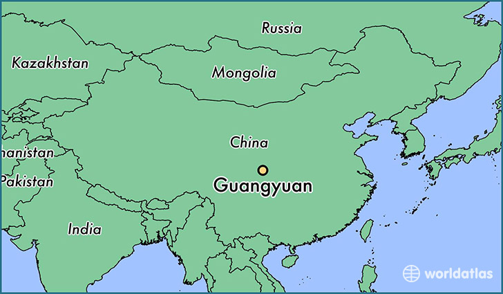 map showing the location of Guangyuan