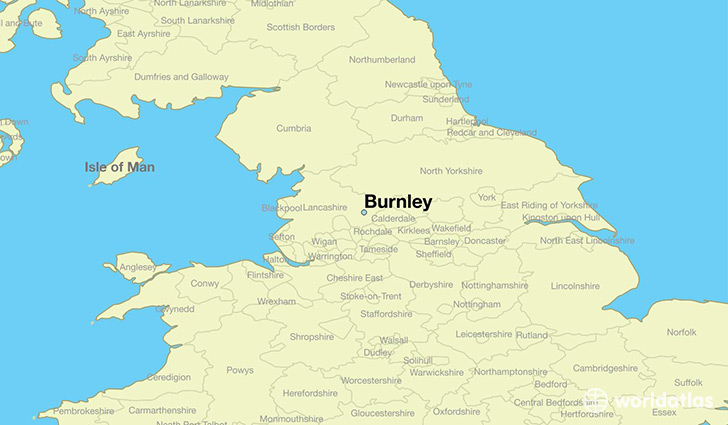 map showing the location of Burnley