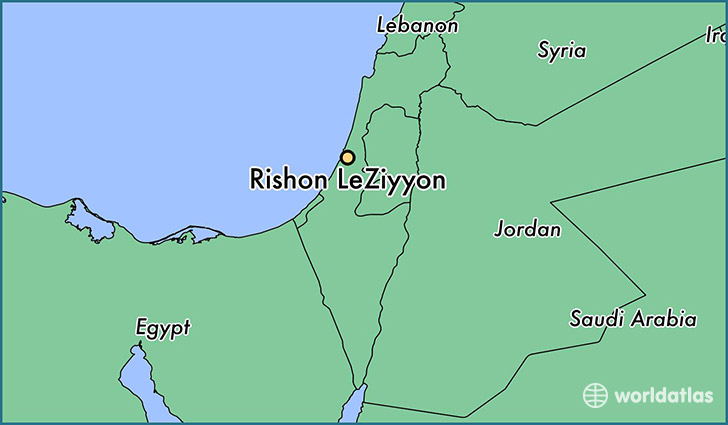 map showing the location of Rishon LeZiyyon