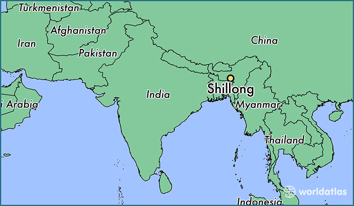 map showing the location of Shillong