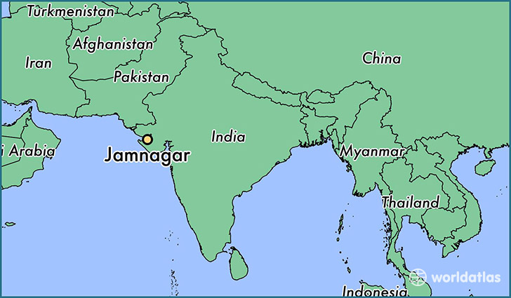 map showing the location of Jamnagar