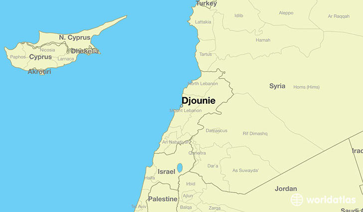 map showing the location of Djounie