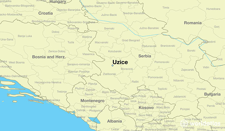 map showing the location of Uzice