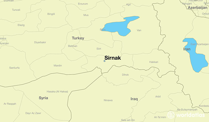 map showing the location of Sirnak